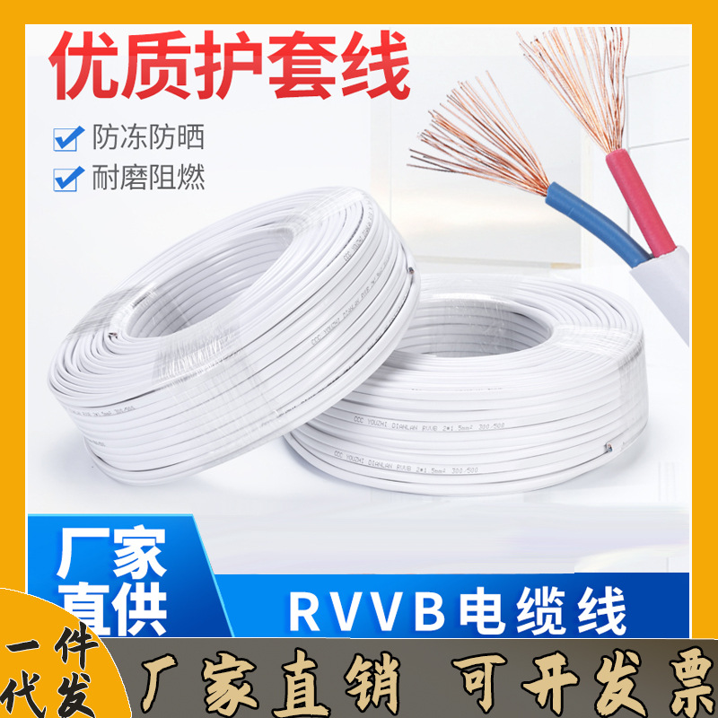 RVVB白护套室内外电线2芯家用插